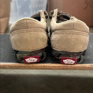 Vans Tan and Green Sneakers with Suede Upper